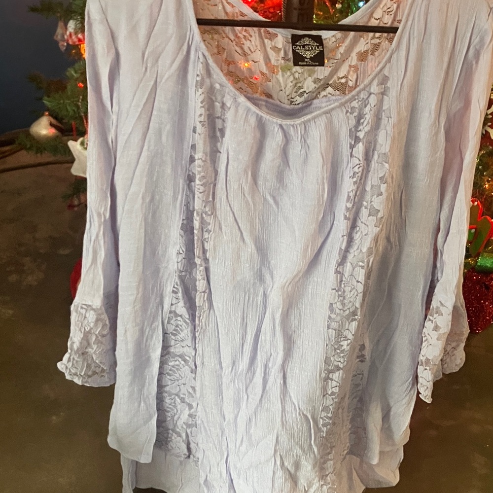 Alstyle Lavender Lace Women's Blouse